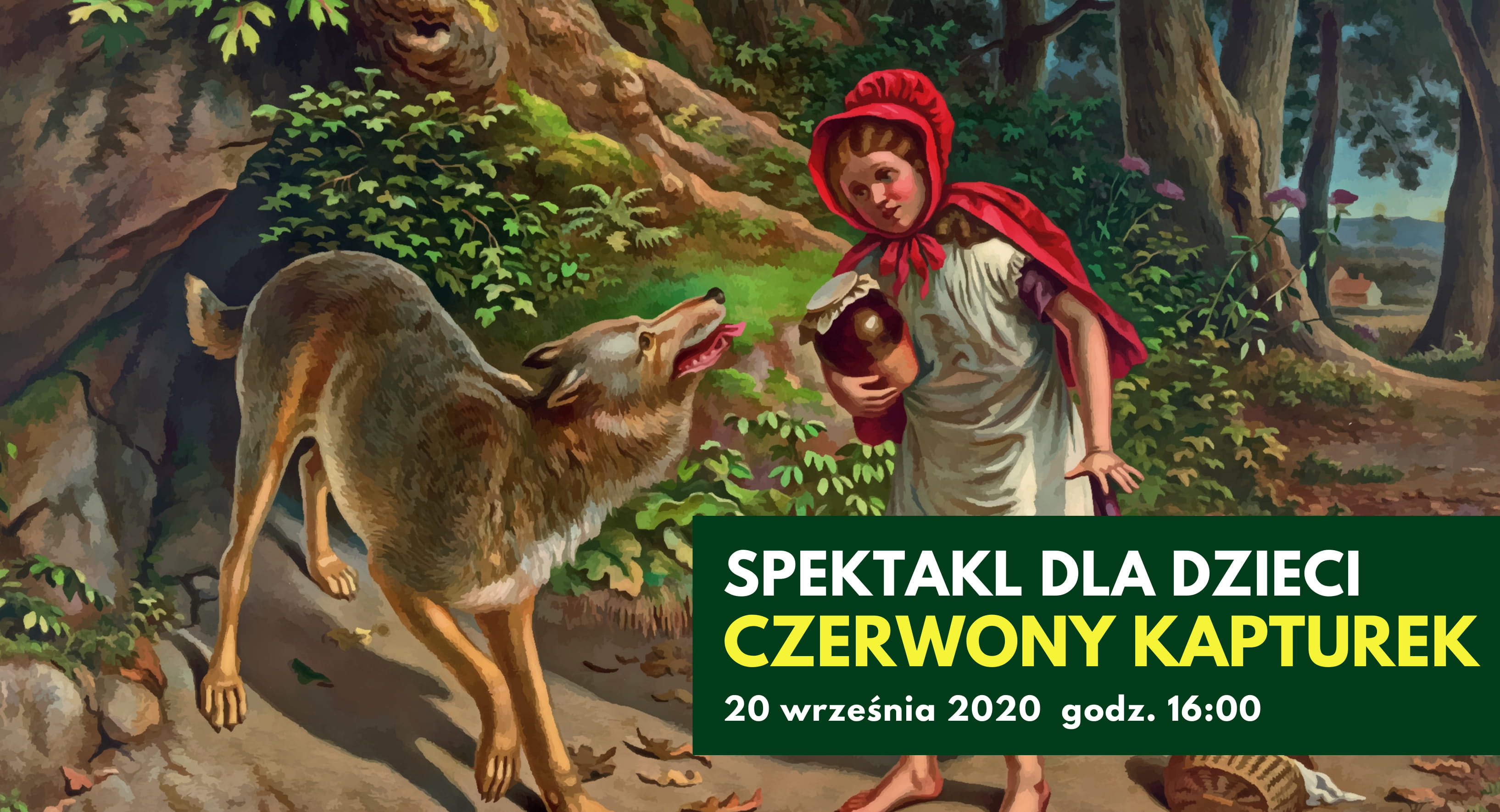 slider na spektakl dla dzieci "Czerwony Kapturek" 20.09.2020r. w Miejskim Ośrodku Kultury w Wojkowicach