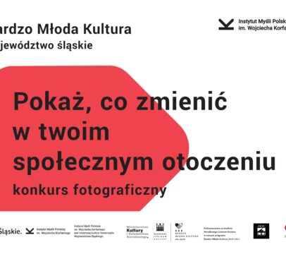Slider do konkursu "Pokaż co zmienić w twoim społecznym otoczeniu" w ramach projektu Bardzo Młoda Kultura 2020