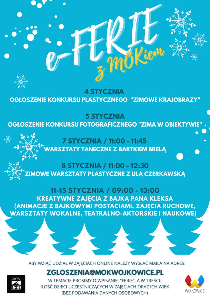 Plakat do akcji e-ferie z MOKiem