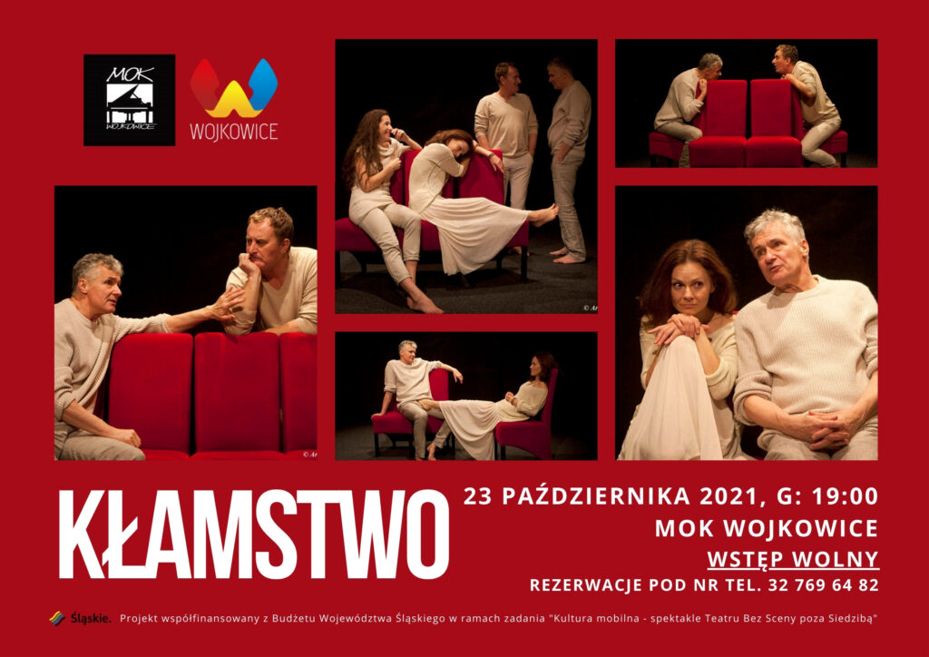 Plakat na spektakl Kłamstwo Teatr Bez Sceny - MOK Wojkowice