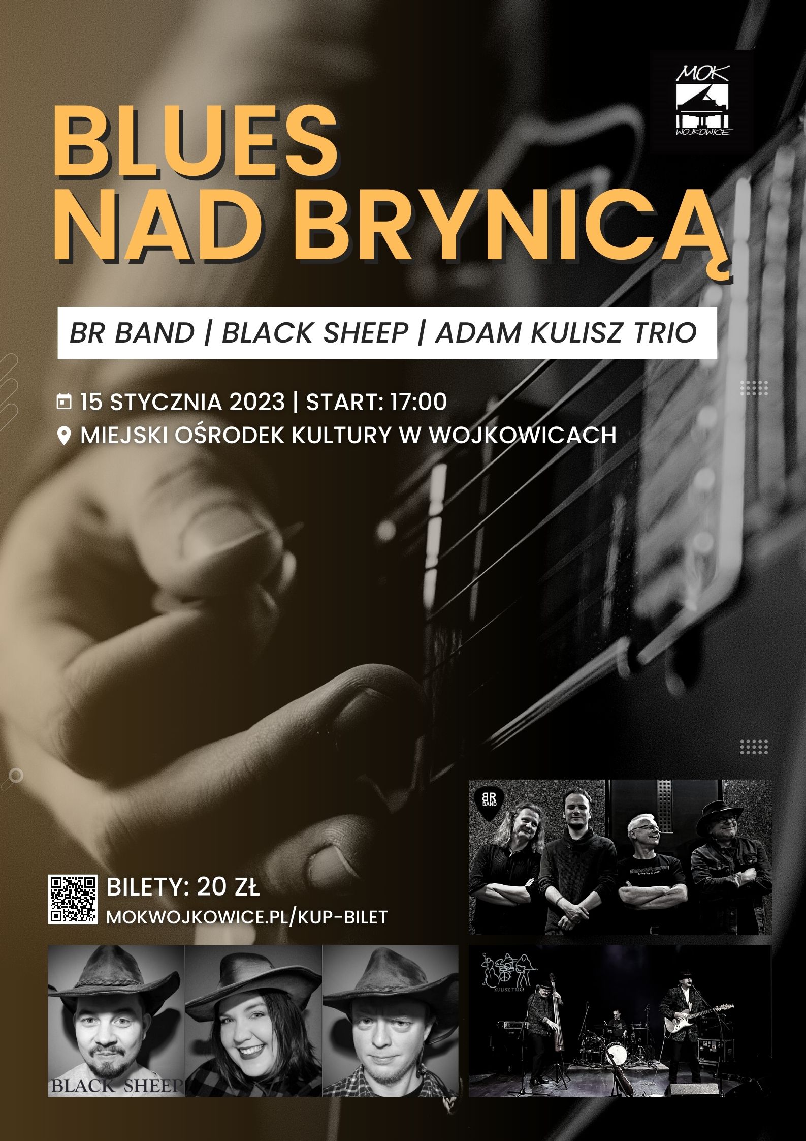 Grafika na wydarzenie "Blues nad Brynicą" 15 stycznia 2023 o godzinie 17:00 w Miejskim Ośrodku Kultury w Wojkowicach