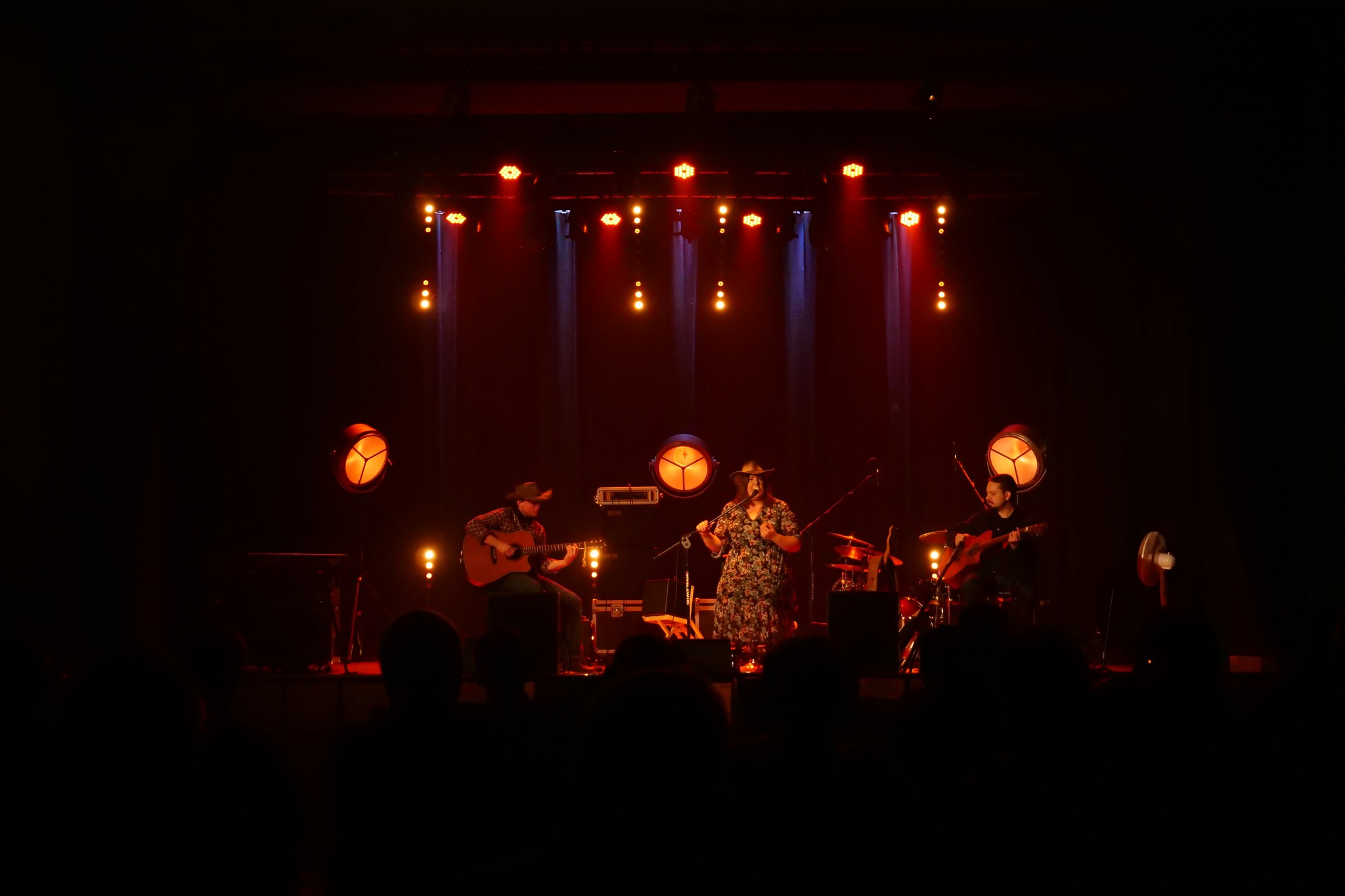 Artyści podczas koncertu Blues nad Brynicą na scenie Miejskiego Ośrodka Kultury w Wojkowicach